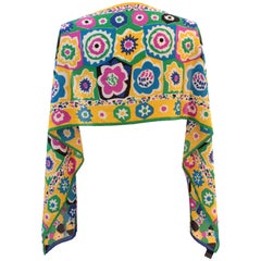 Vintage Missoni Silk Scarf with Colorful Pop Art Flowers 62in x 12in Rare Print 1990s