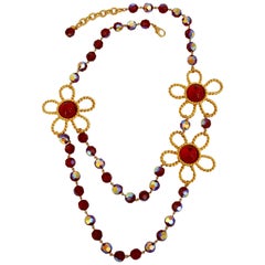 Retro Francoise Montague Red Glass Necklace