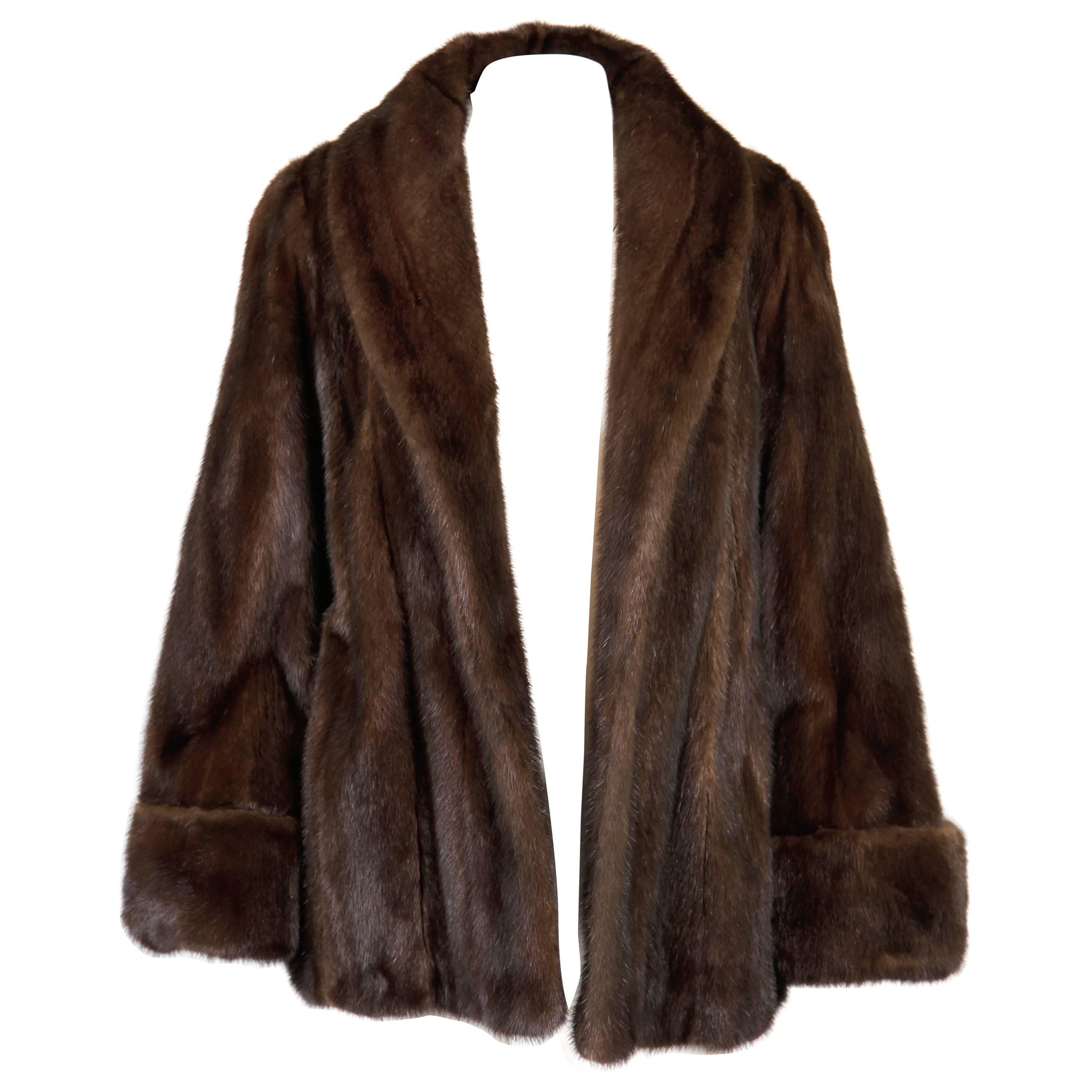 Stunning 1970s Bill Blass Brown Mink Fur Jacket or Coat