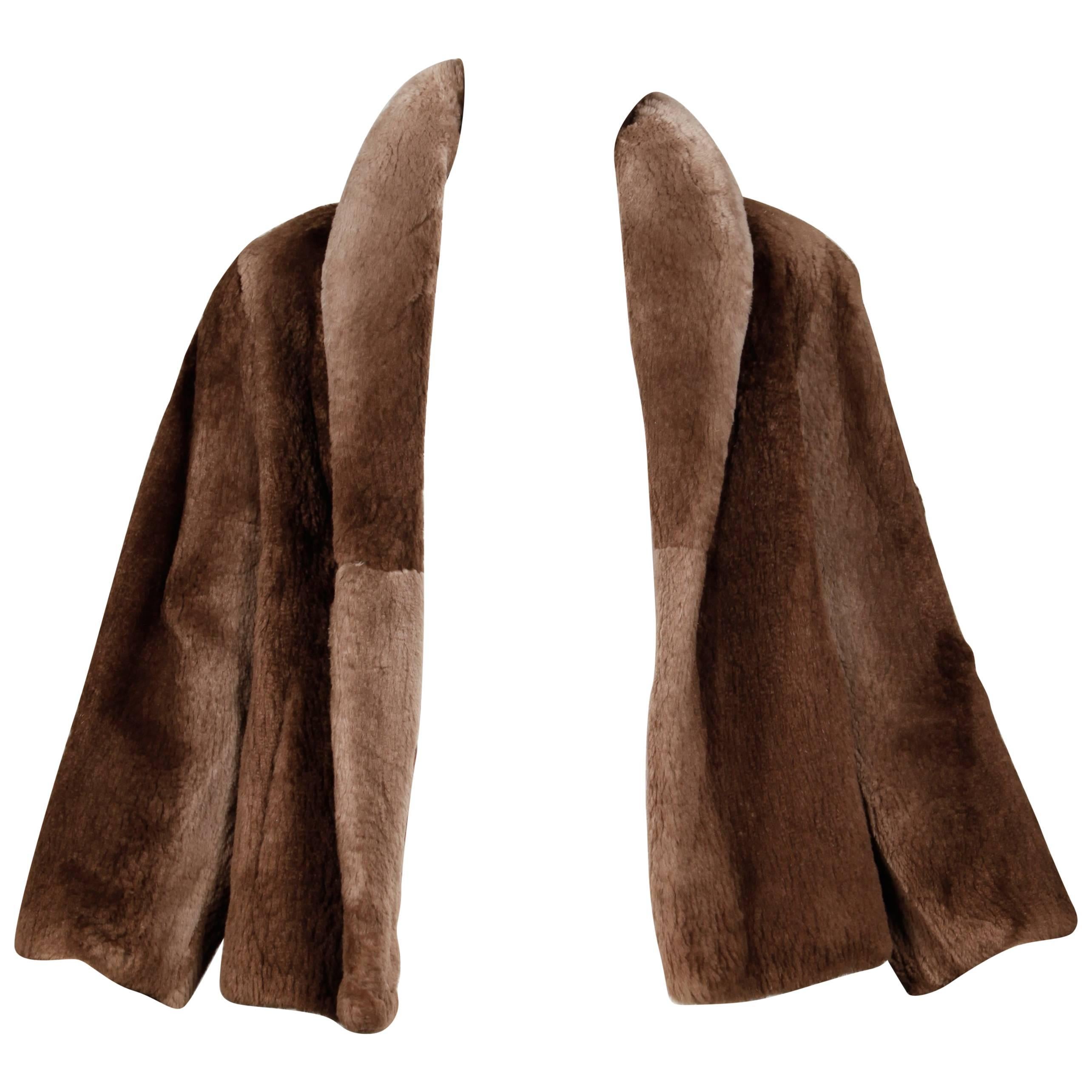Incredibly Soft Vintage Brown Sheared Beaver Fur Swing Jacket or Coat