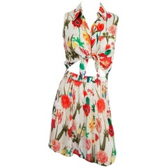 Vintage Moschino Floral Printed Tie Front Dress