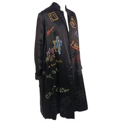 1920s Style Wearable Art Embroidered & Painted Satin Coat