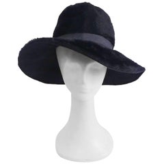 1960s Fur Felt Navy Blue Wide Brimmed Hat