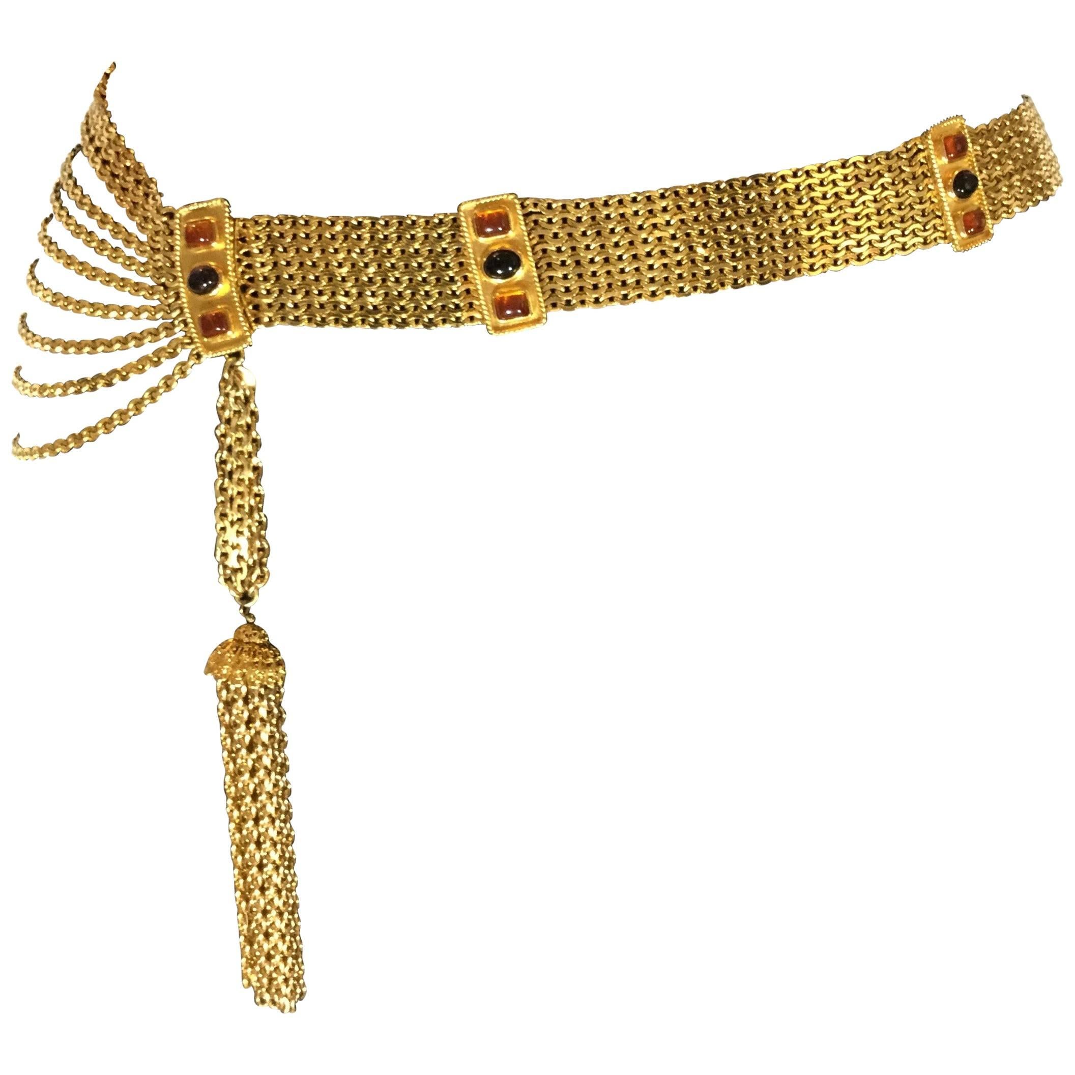 Splendid Chanel Maison Gripoix Multi Chain Tassel Belt. Fall 1996.