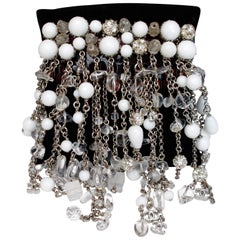 2010s Chanel hair comb embellished with white beads, crystal and rhinestones