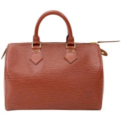 Used Louis Vuitton Speedy 25 Kenyan Fawn Brown Epi Leather City Hand Bag