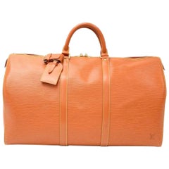 Louis Vuitton Keepall 50 Brown Cipango Gold Epi Leather Travel Bag