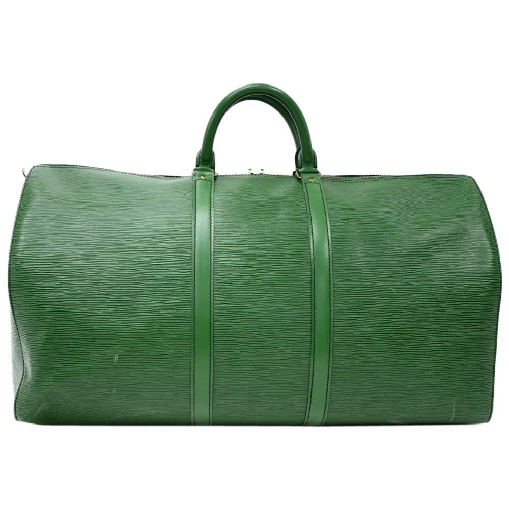 Vintage Louis Vuitton Keepall 55 Green Epi Leather Duffle Travel Bag