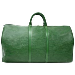 Used Louis Vuitton Keepall 55 Green Epi Leather Duffle Travel Bag