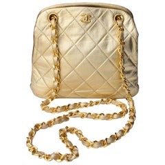 Vintage Chanel quilted golden leather small evening bag, 1980s