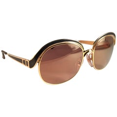 New Vintage Christian Dior 2037 44 Gold & Black Sunglasses Austria