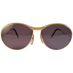 Nuovo Occhiali da sole vintage Christian Lacroix Oval Gold Accents 1980 France