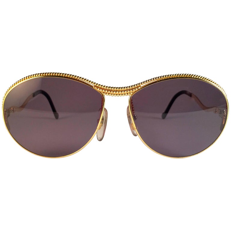 New Vintage Christian Lacroix Oval Gold Accents 1980 France Sunglasses For  Sale at 1stDibs