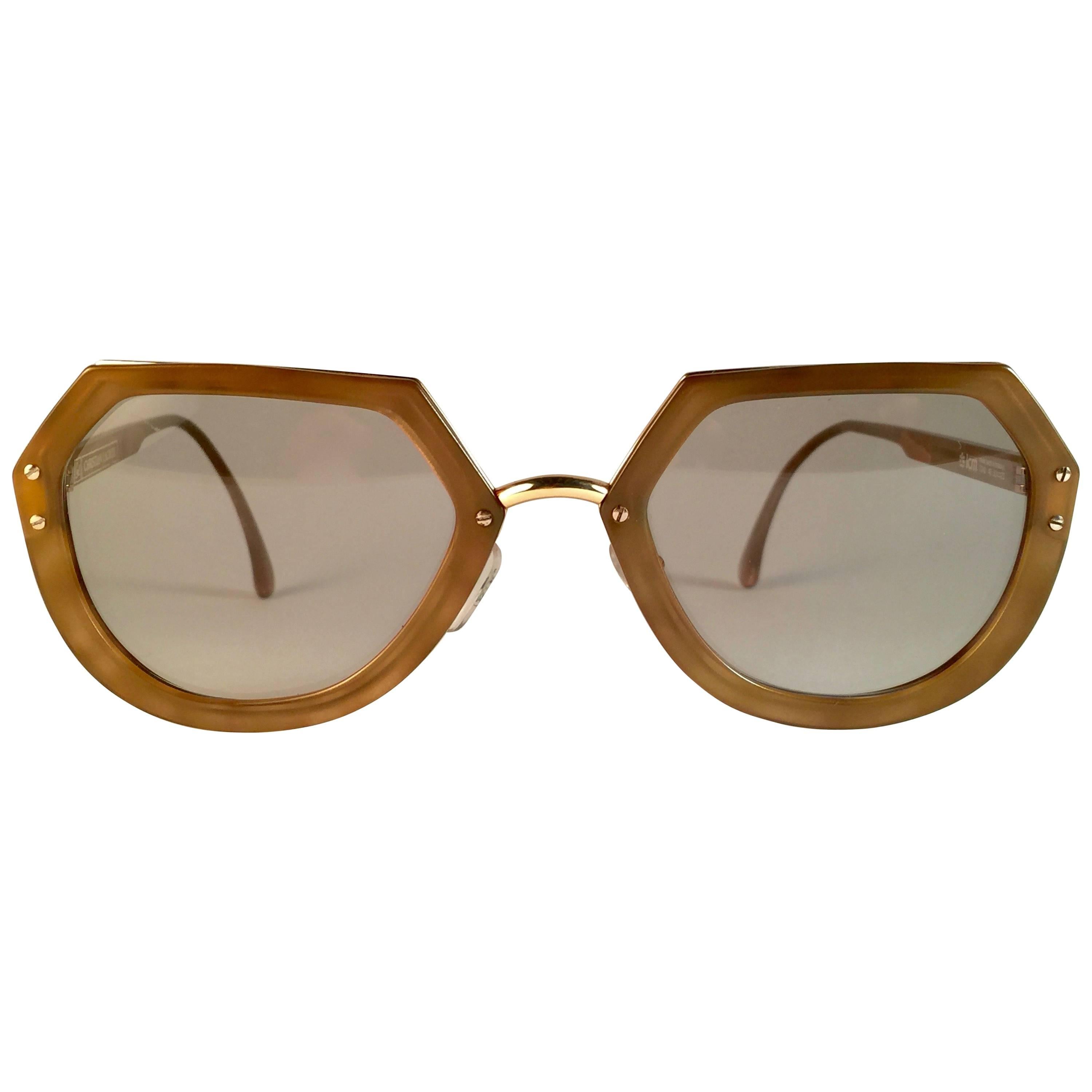 New Vintage Christian Lacroix Ocre Gold Accents 1980 France Sunglass For Sale
