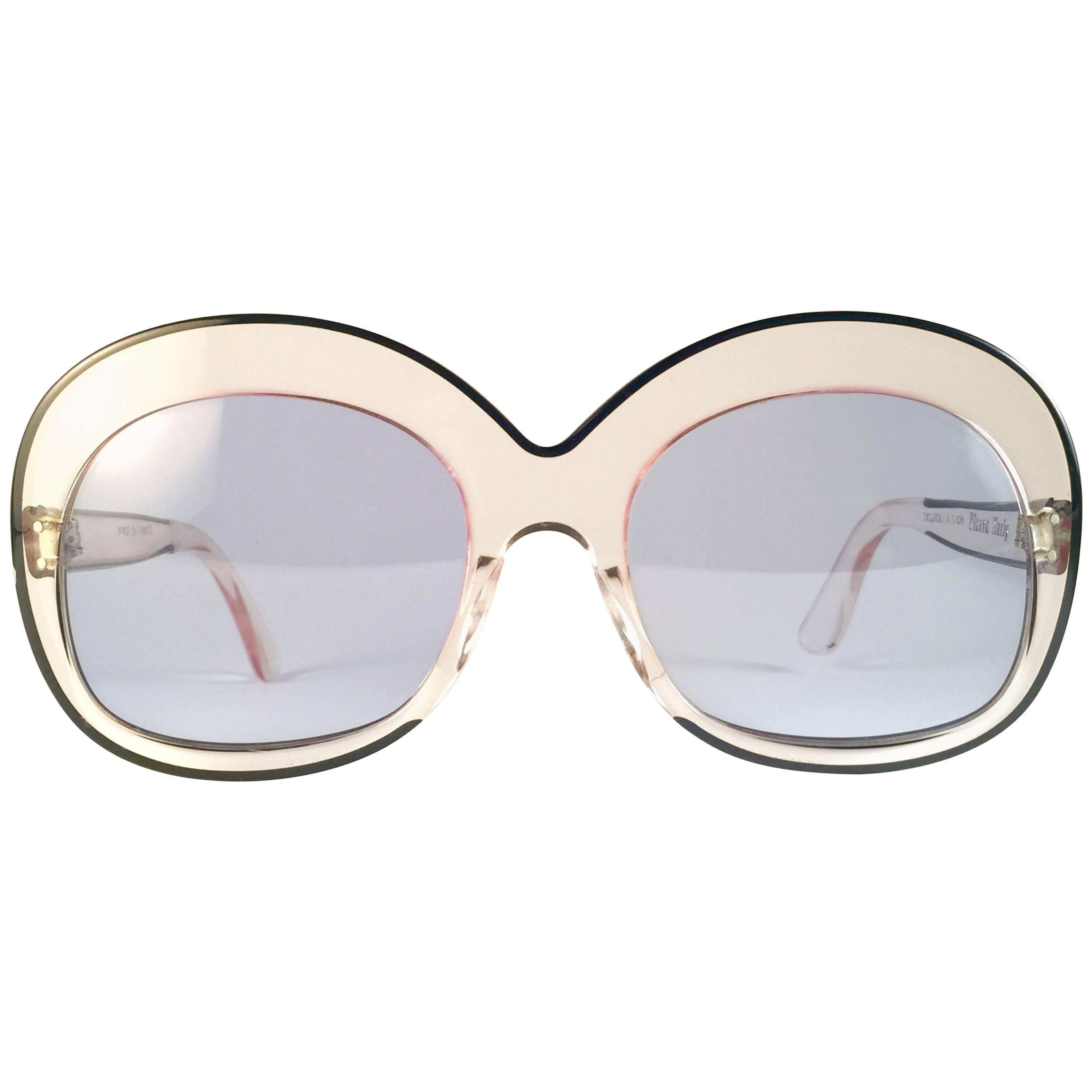 New Rare Vintage Pierre Marly Sourcilla Clear Oversized 1960's Sunglasses For Sale