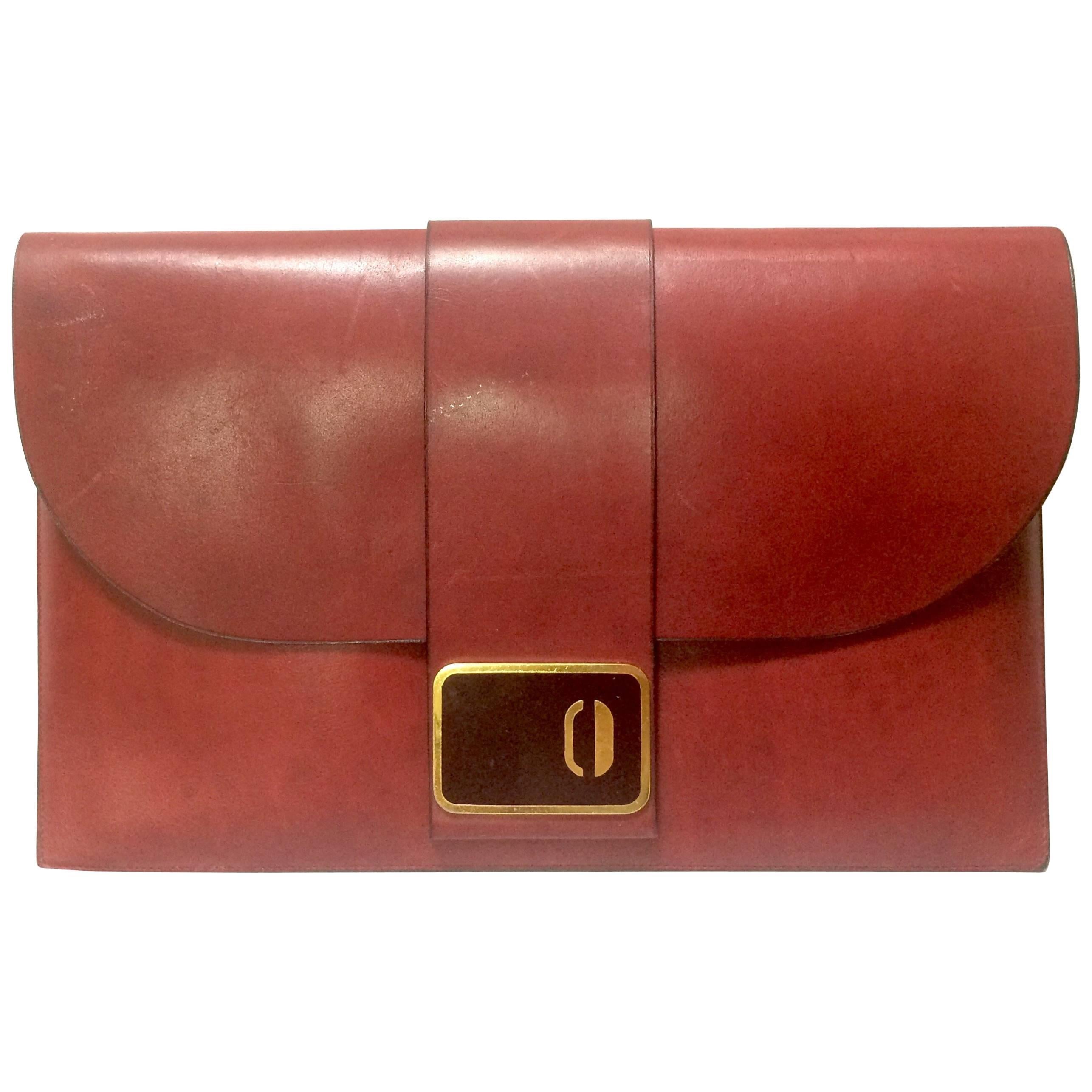Vintage Christian Dior wine leather document, portfolio case bag. Unisex purse.