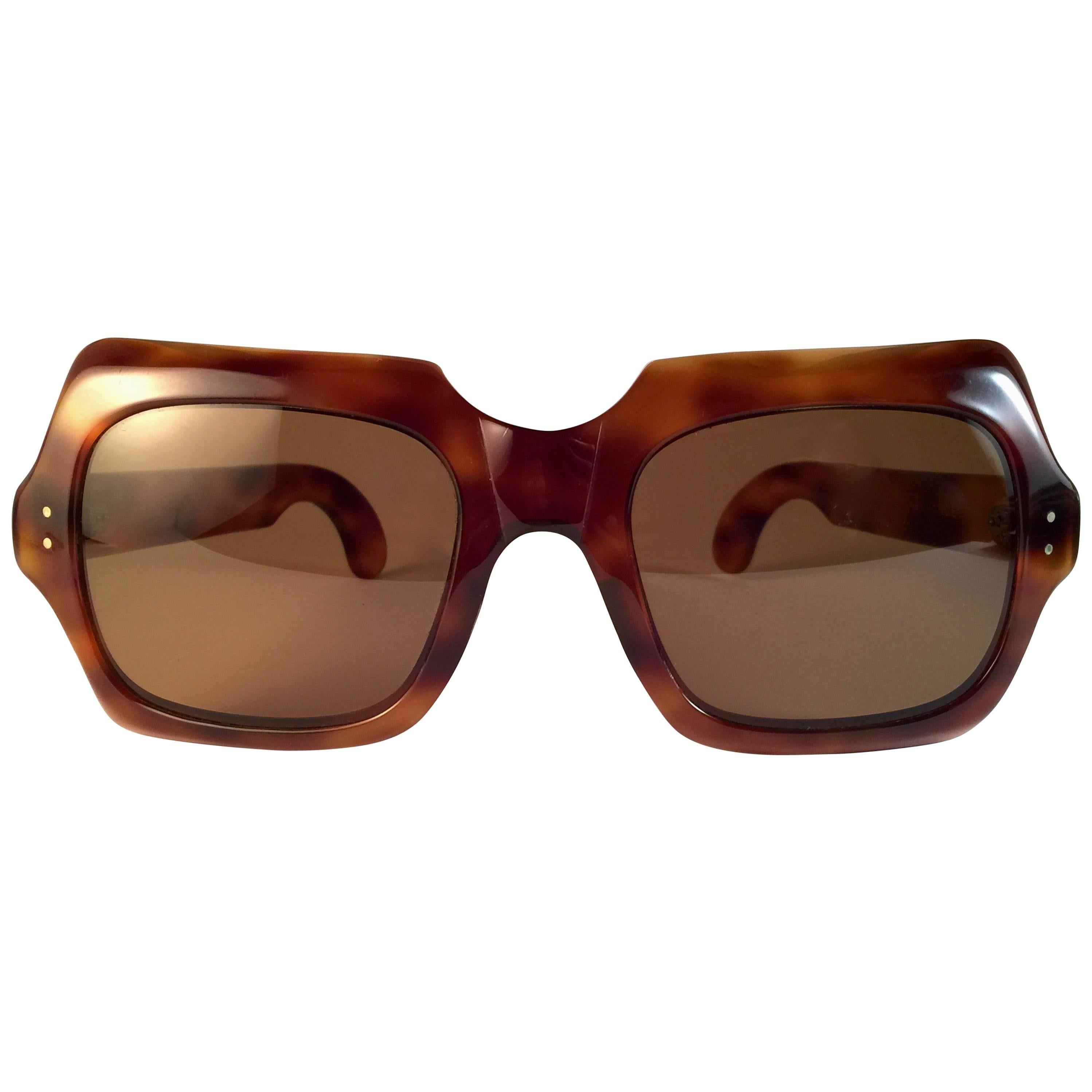 New Rare Vintage Philippe Chevallier Tortoise Oversized 1960's Sunglasses