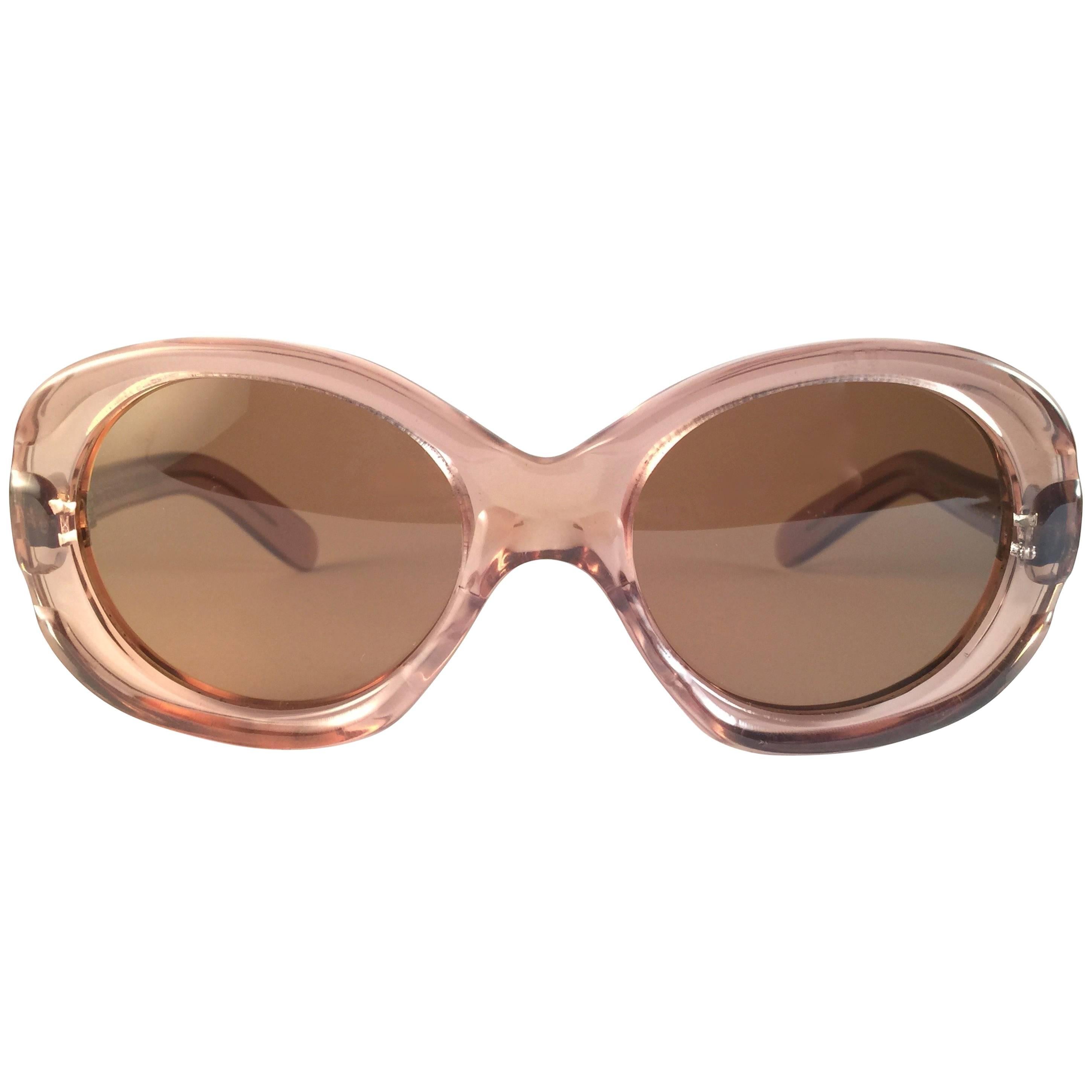 New Rare Vintage Philippe Chevallier Rose ClearOversized 1960's Sunglasses