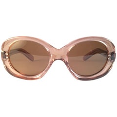 New Rare Vintage Philippe Chevallier Rose ClearOversized 1960's Sunglasses