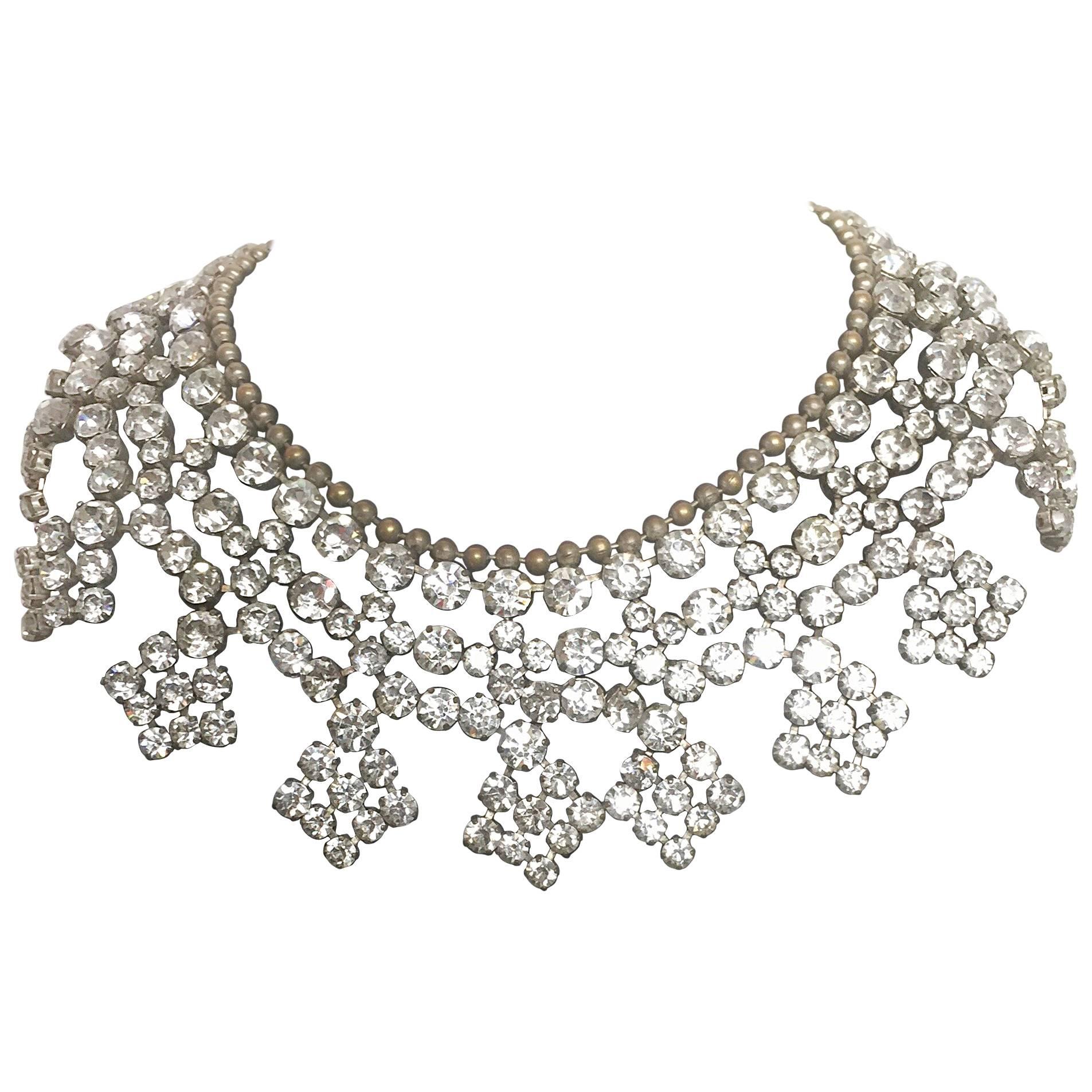 Large crystal diamanté collar necklace  For Sale