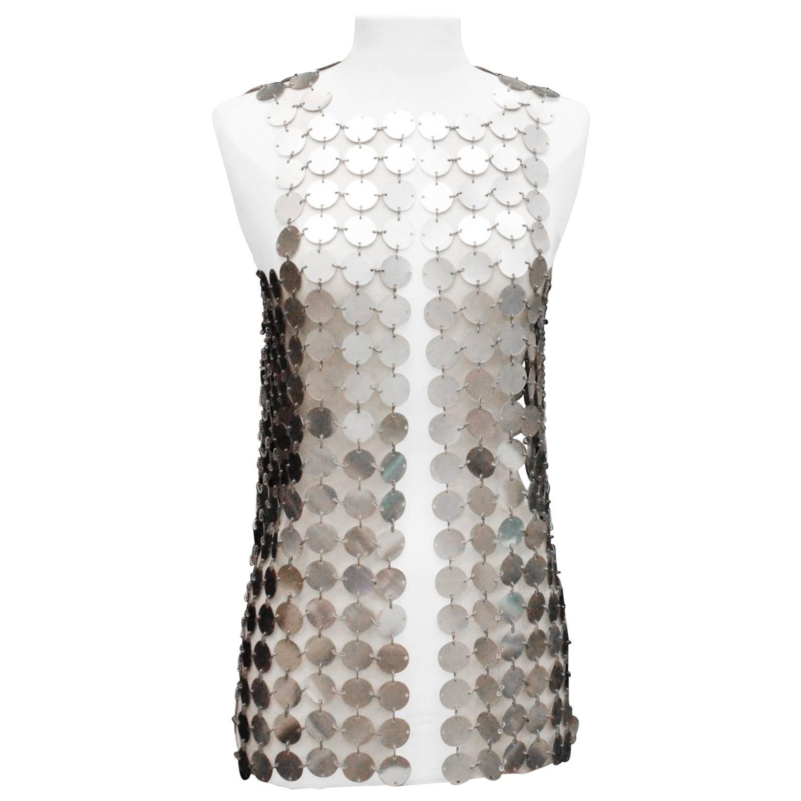 1960s-1970s Paco Rabanne vest composed of silver tone perforated discs