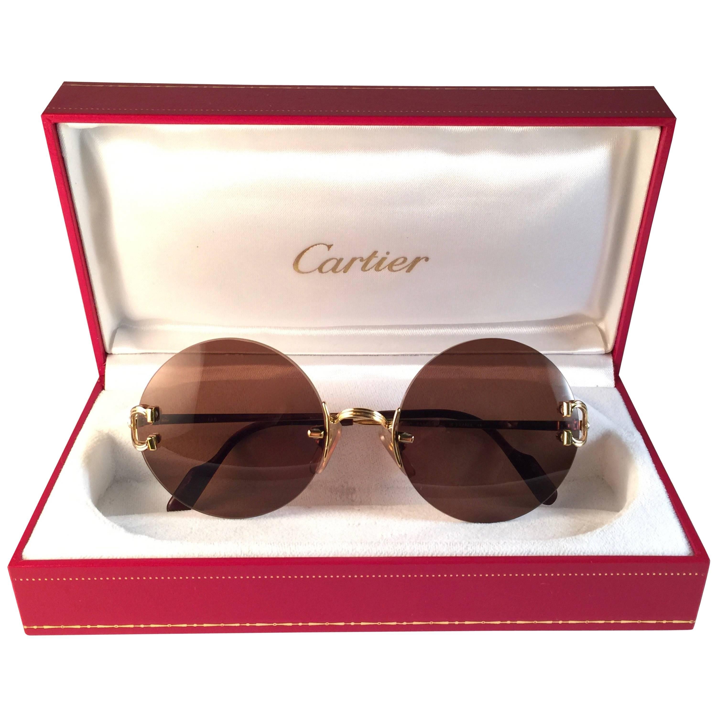 New Vintage Cartier Madison Classic Special Gold 50 Mm Sunglasses France