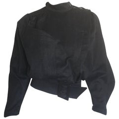 Thierry Mugler Charcoal Grey silver star cropped jacket 