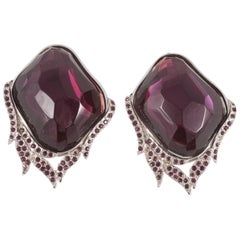 Magnificent amethyst Lucite and paste 'flame' earrings, Yves Saint Laurent, 1980