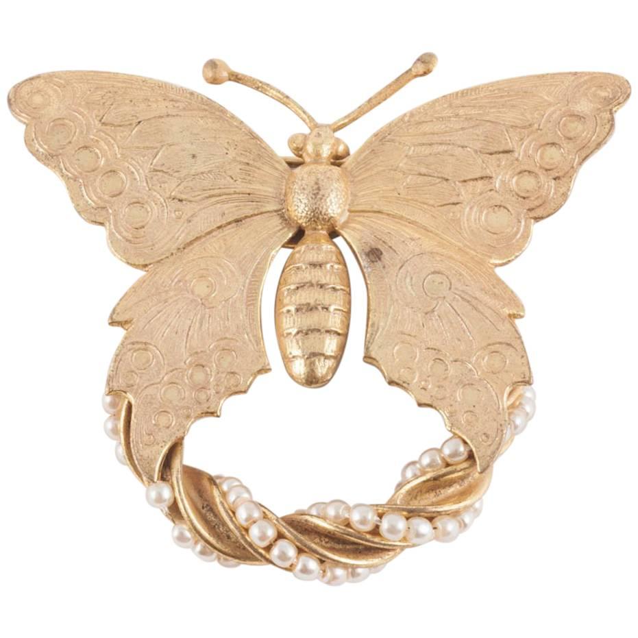  Russian gilt and pearl 'butterfly' brooch, Miriam Haskell