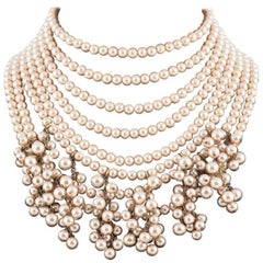 Impressive multi row pearl collar/choker, Chanel, 1980s.