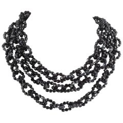 Vintage Black faceted bead three row 'loop' necklace, Coppola e Toppo, 1960.