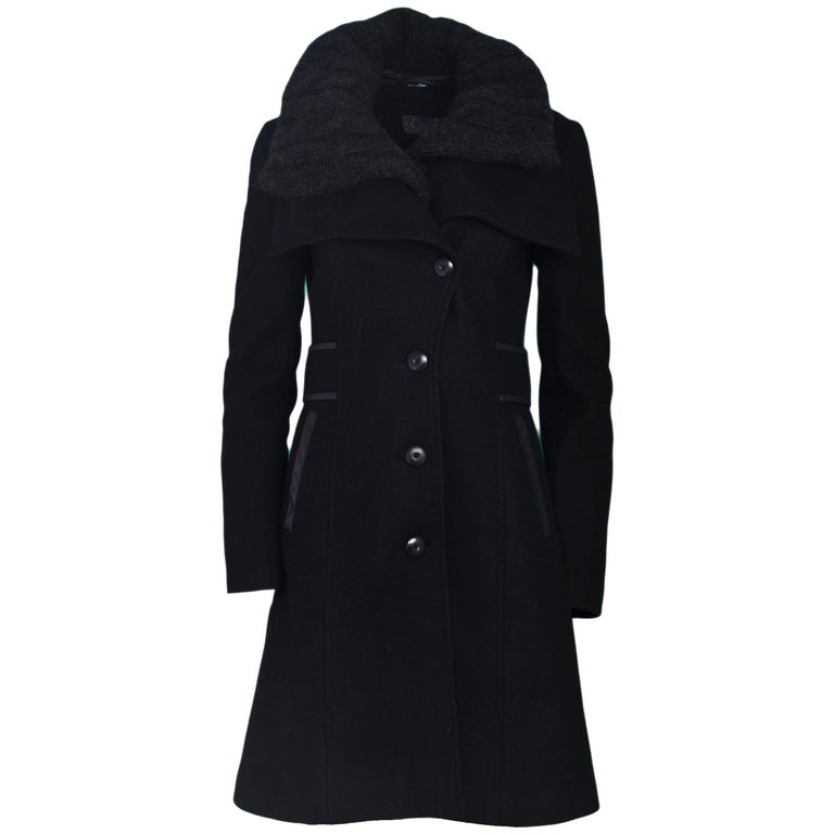 Mackage Black Wool and Leather Coat Sz XS For Sale at 1stDibs | mackage ...