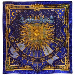 RARE Hermes Carpe Diem Silk Scarf in Blue