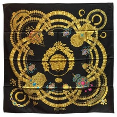 Hermes Vintage Kosmima Silk Scarf in Black