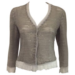 Giorgio Armani Sterling Organza Jacket w/Abstract Applique and Beadwork Allover