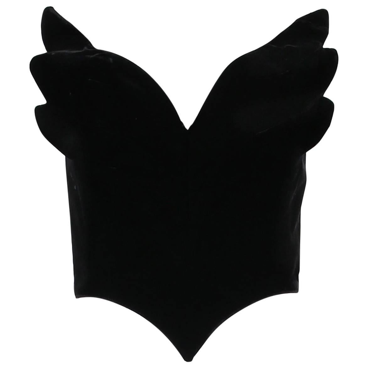 Thierry Mugler Black Velvet Angel Wing Bustier Corset Top, Circa 1992