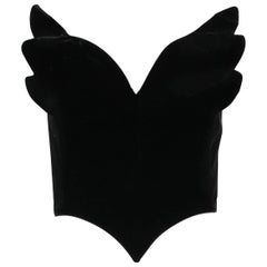 Thierry Mugler Black Velvet Angel Wing Bustier Corset Top, Circa 1992