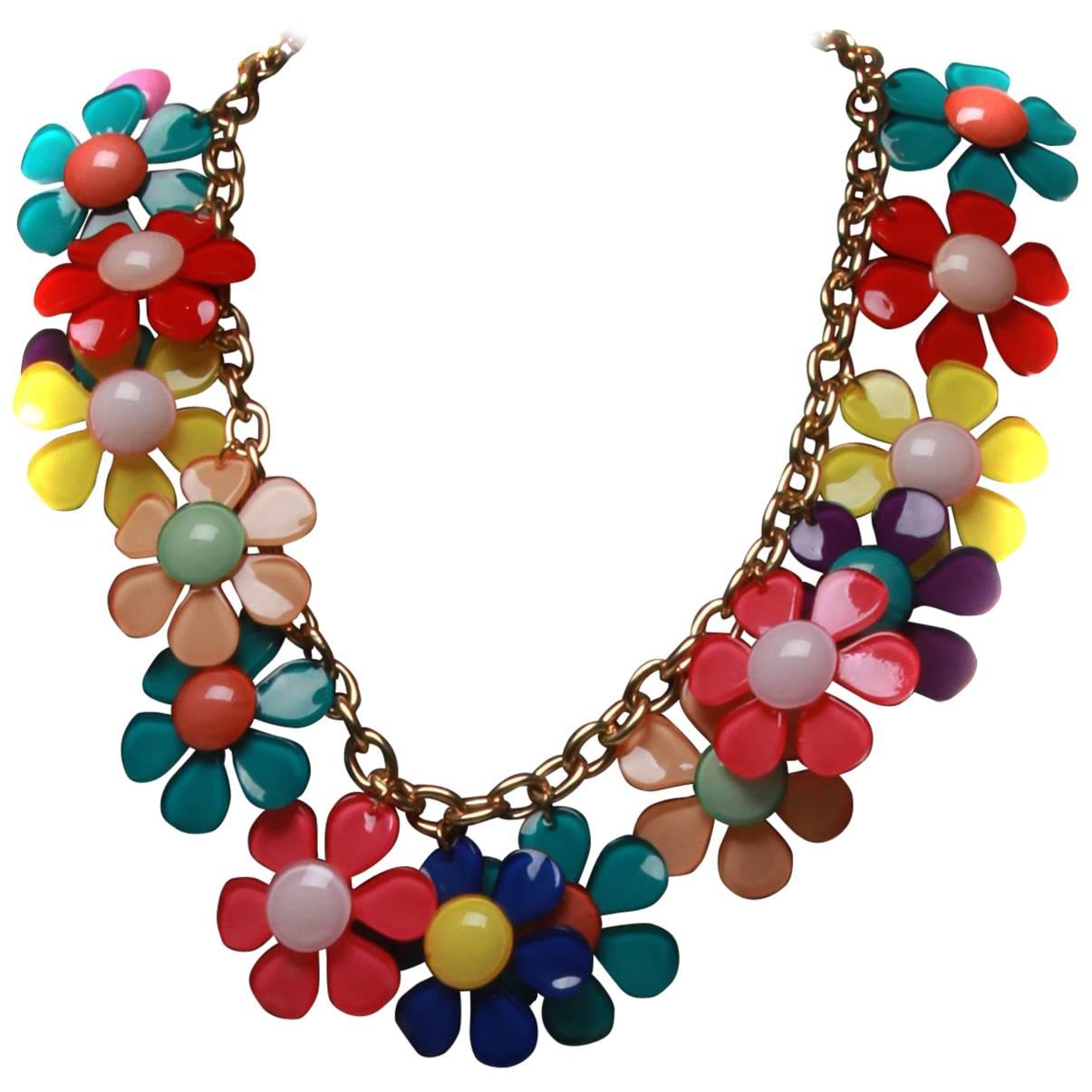 Karl Lagerfeld Paris Lucite Flower Statement Charm Necklace