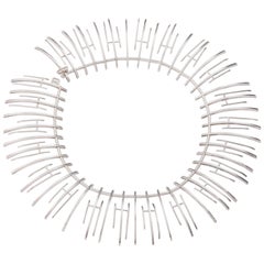 Bent Knudsen Modernist Curved Fringe Sterling Silver Necklace, Circa 1970s