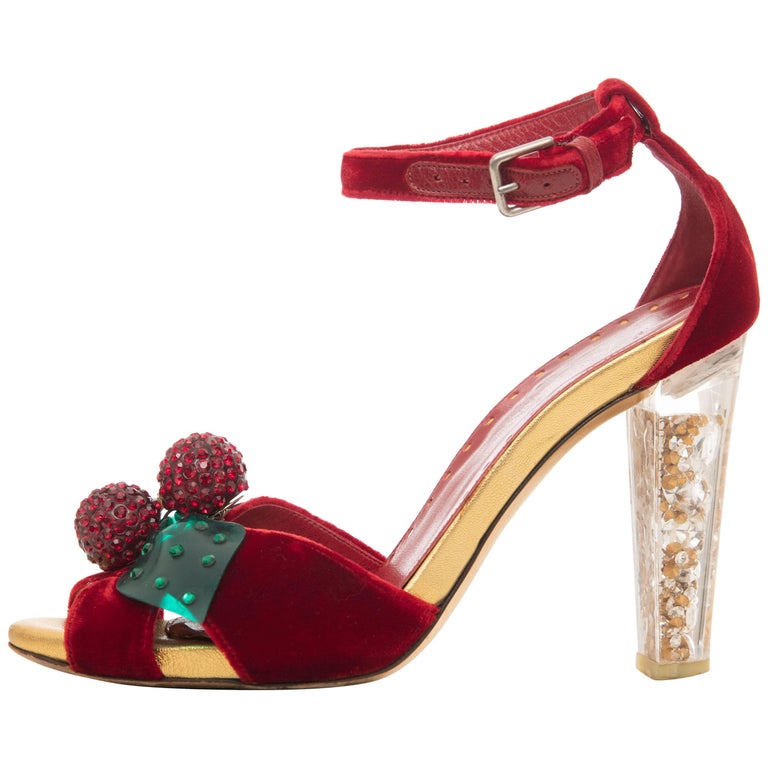 Tom Ford For Yves Saint Laurent Red Velvet Cherry Sandals, Fall 2003 at  1stDibs | ysl cherry shoes, red velvet tom ford heels, tom ford velvet  cherry