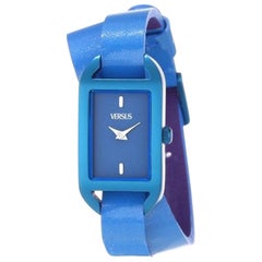 Versus blu vernish leather double wrists watch