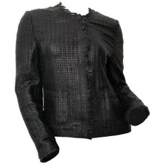 Dolce And Gabbana Black Leather Woven Vest