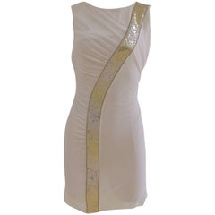 Emilio Pucci white dress gold tone sequines