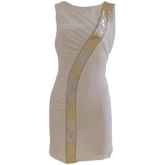 Emilio Pucci white dress gold tone sequines