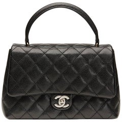 2000s Chanel Black Quilted Caviar Leather Timeless Kelly