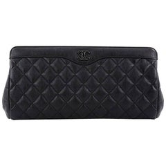 Chanel So Black Two Tone Clutch Quilted Calfskin Medium