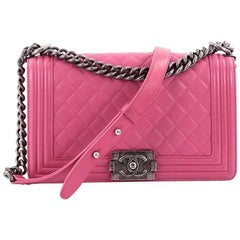 Chanel Boy Flap Bag Quilted Lambskin Old Medium