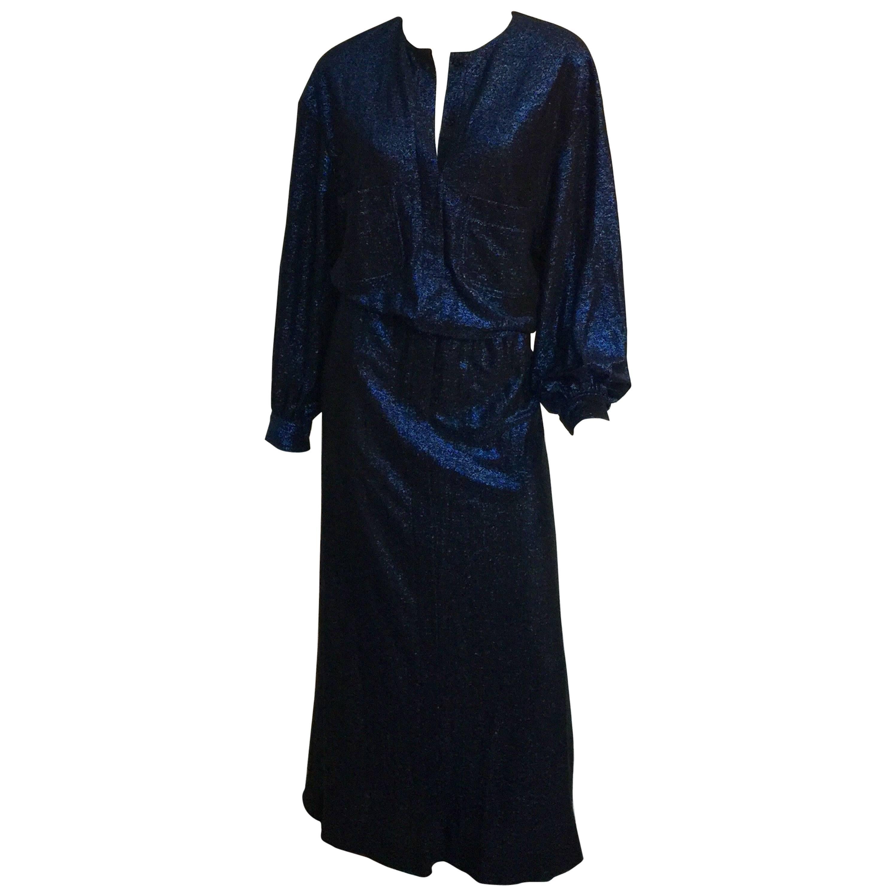 Giorgio di Sant'Angelo Midnight blue sparkle maxi dress  For Sale