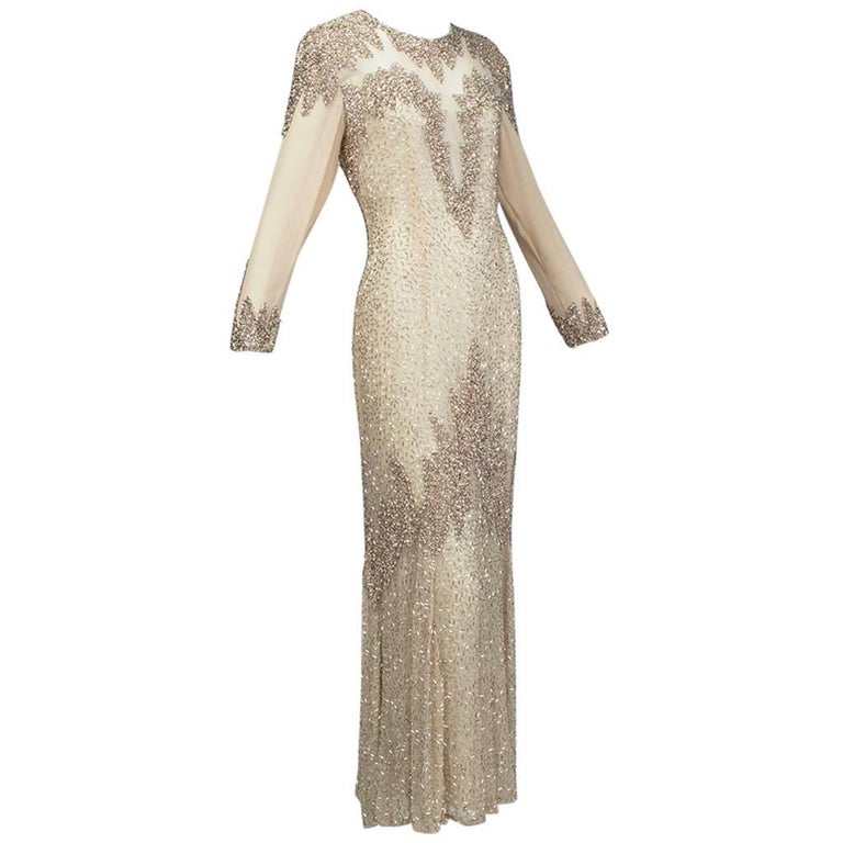 sequin illusion gown
