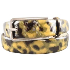 EMPORIO ARMANI Size 32 Olive Camouflage Tortoiseshell Patent Leather Belt